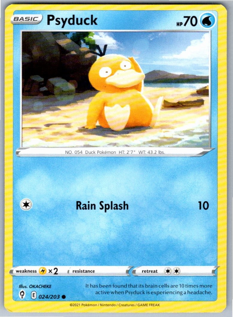 Pokemon Psyduck Water 024/203 SWSH07: Evolving Skies Common NM
