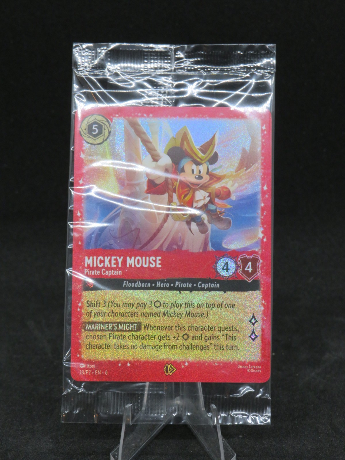 Disney Lorcana Mickey Mouse Pirate Captain EN 18/204 Foil Sealed Promo Pack