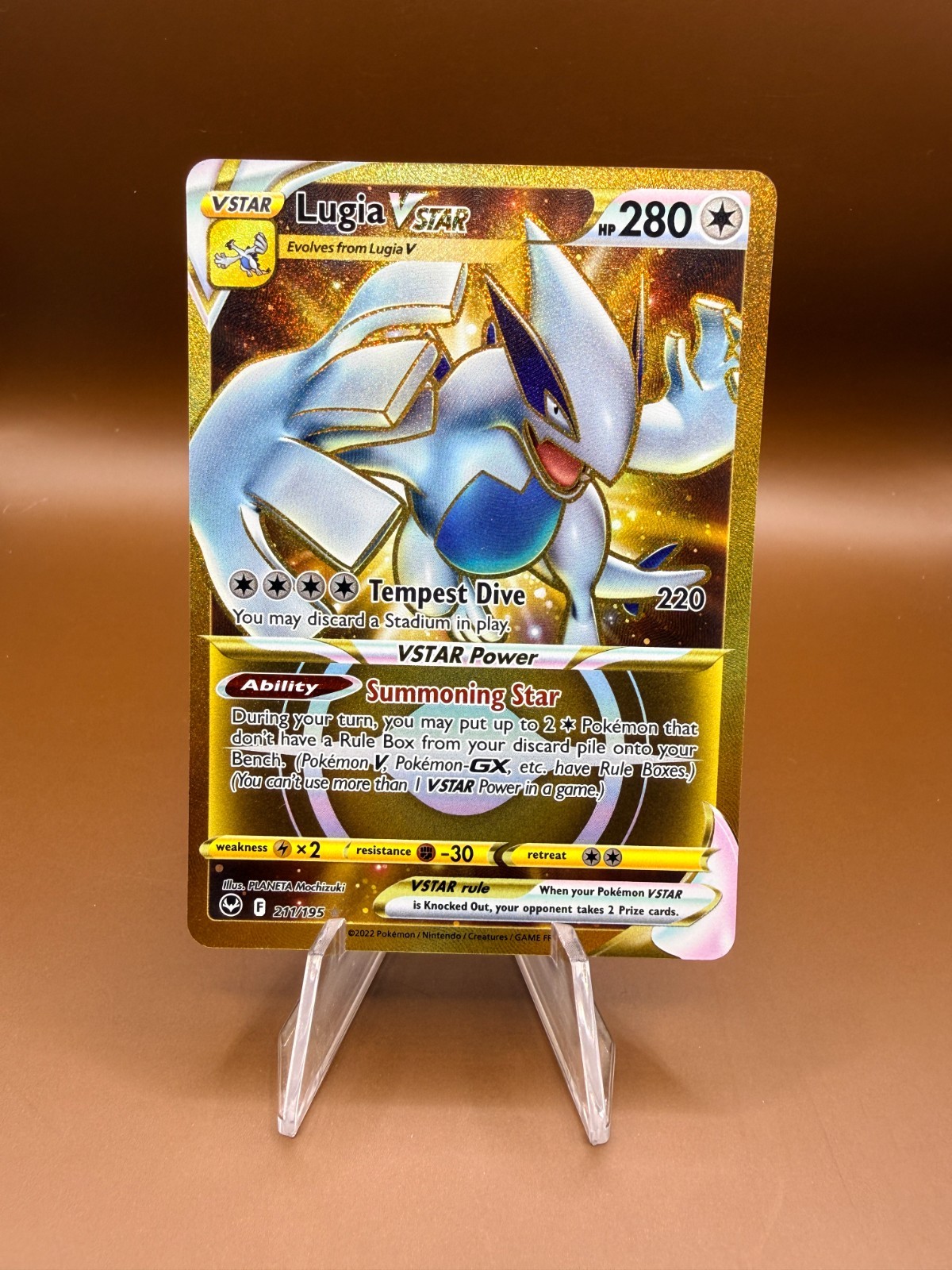 2022 Pokemon TCG Silver Tempest Lugia Vstar 211/195 Gold Secret rare