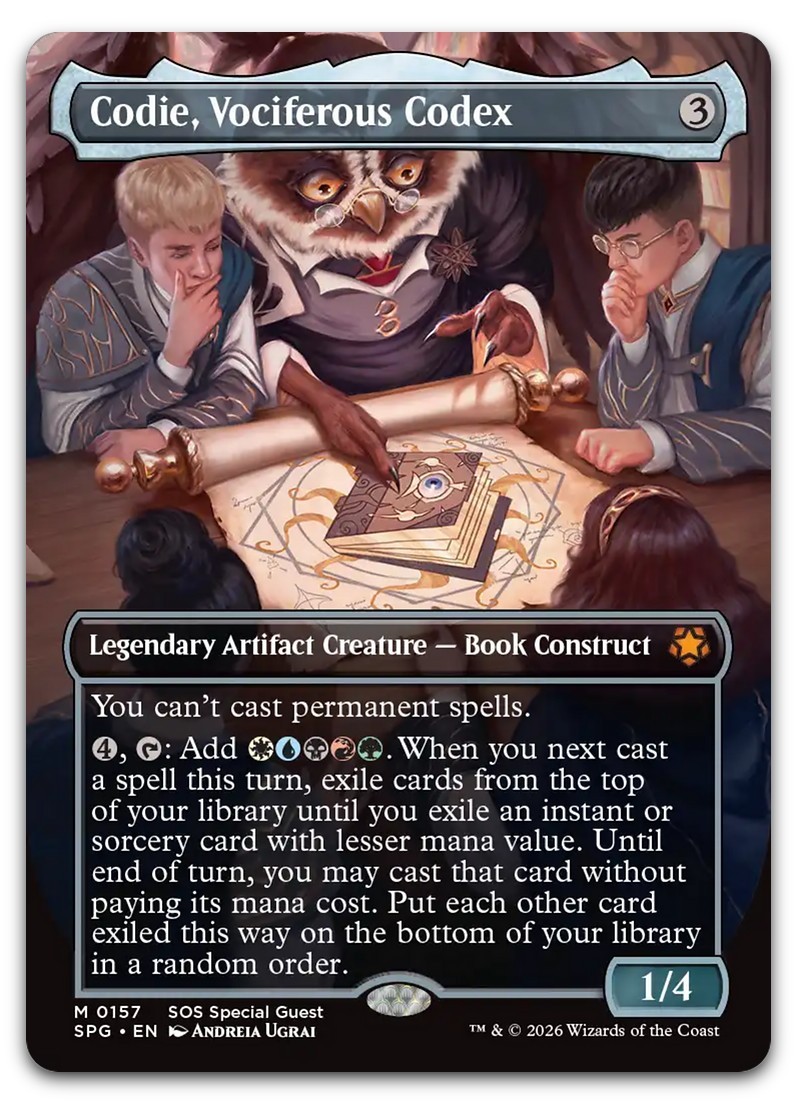Codie, Vociferous Codex (Borderless) #157 (NM) Special Guests SPG Magic MTG