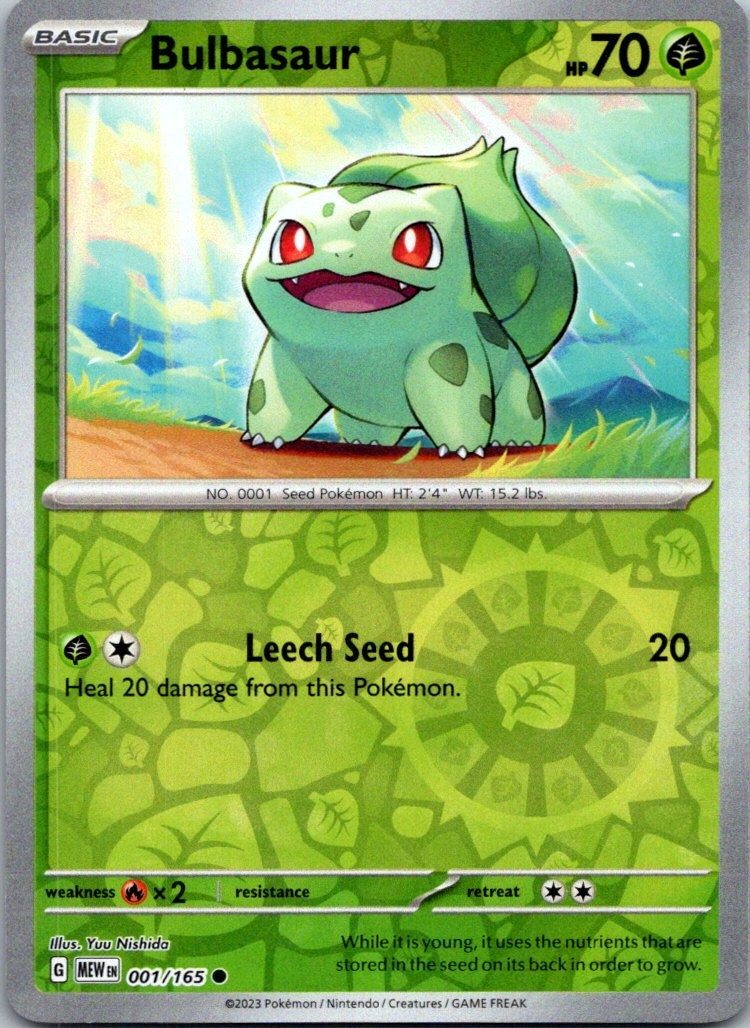 Bulbasaur 001/165 151 Pokemon TCG Reverse Holo C NM