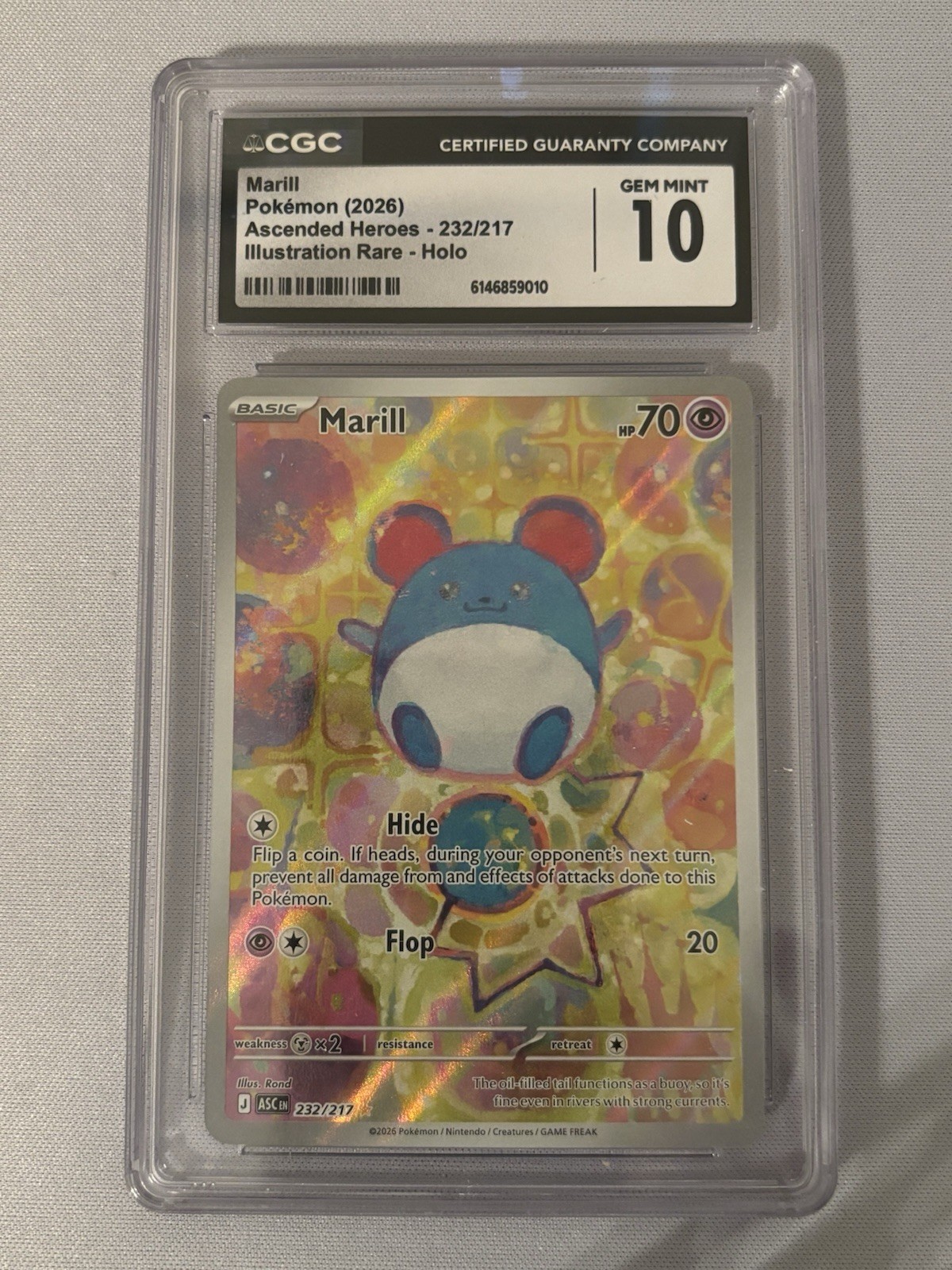 CGC 10 : Marill 232/217 Me: Ascended Heroes Holo – GEM MINT 💎