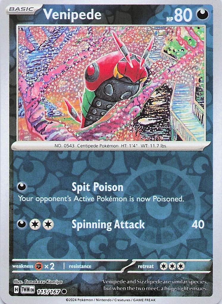 Venipede – (Tomokazu Komiya) Pokemon Reverse Holo Twilight Masquerade 115/167 NM
