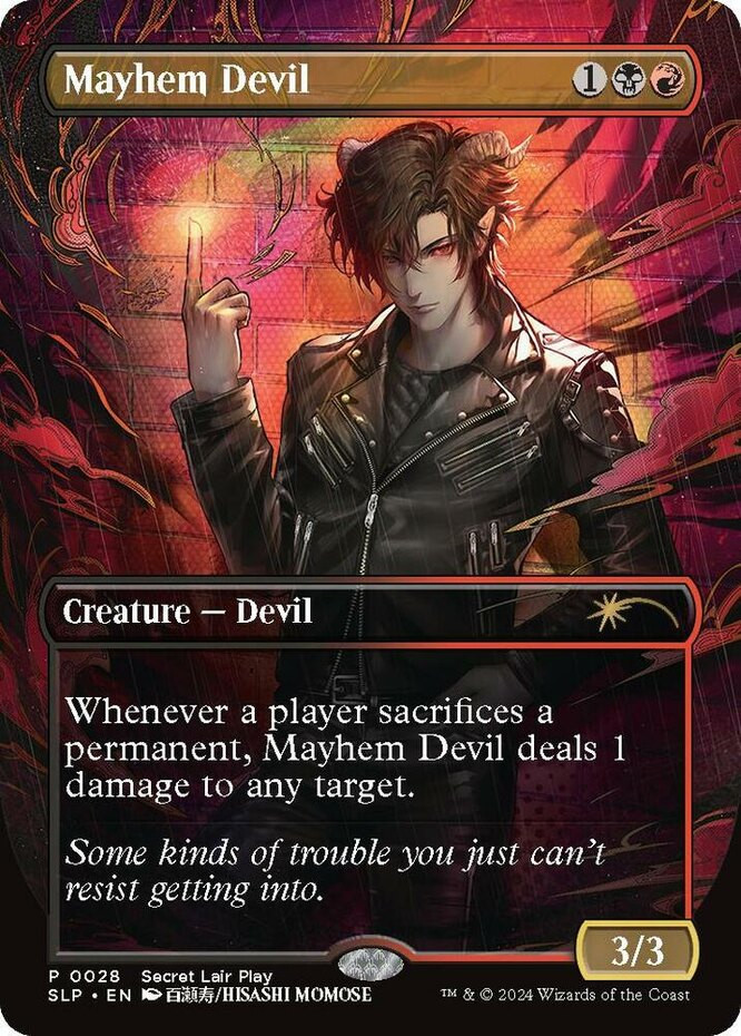 1x Mayhem Devil ~~ Borderless (0028) – Pro Tour Promo NM-Mint, English Secret La