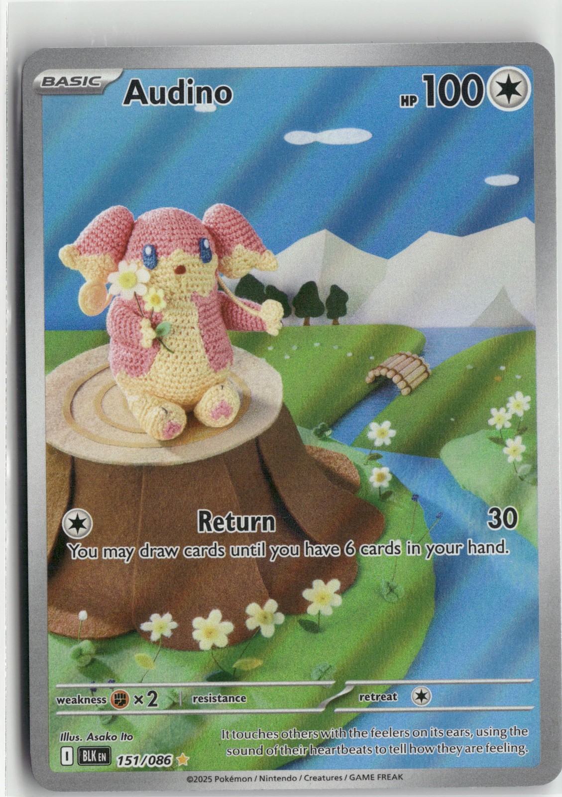 2025 Scarlet & Violet Black Bolt Audino 151/086 Full Art Holo