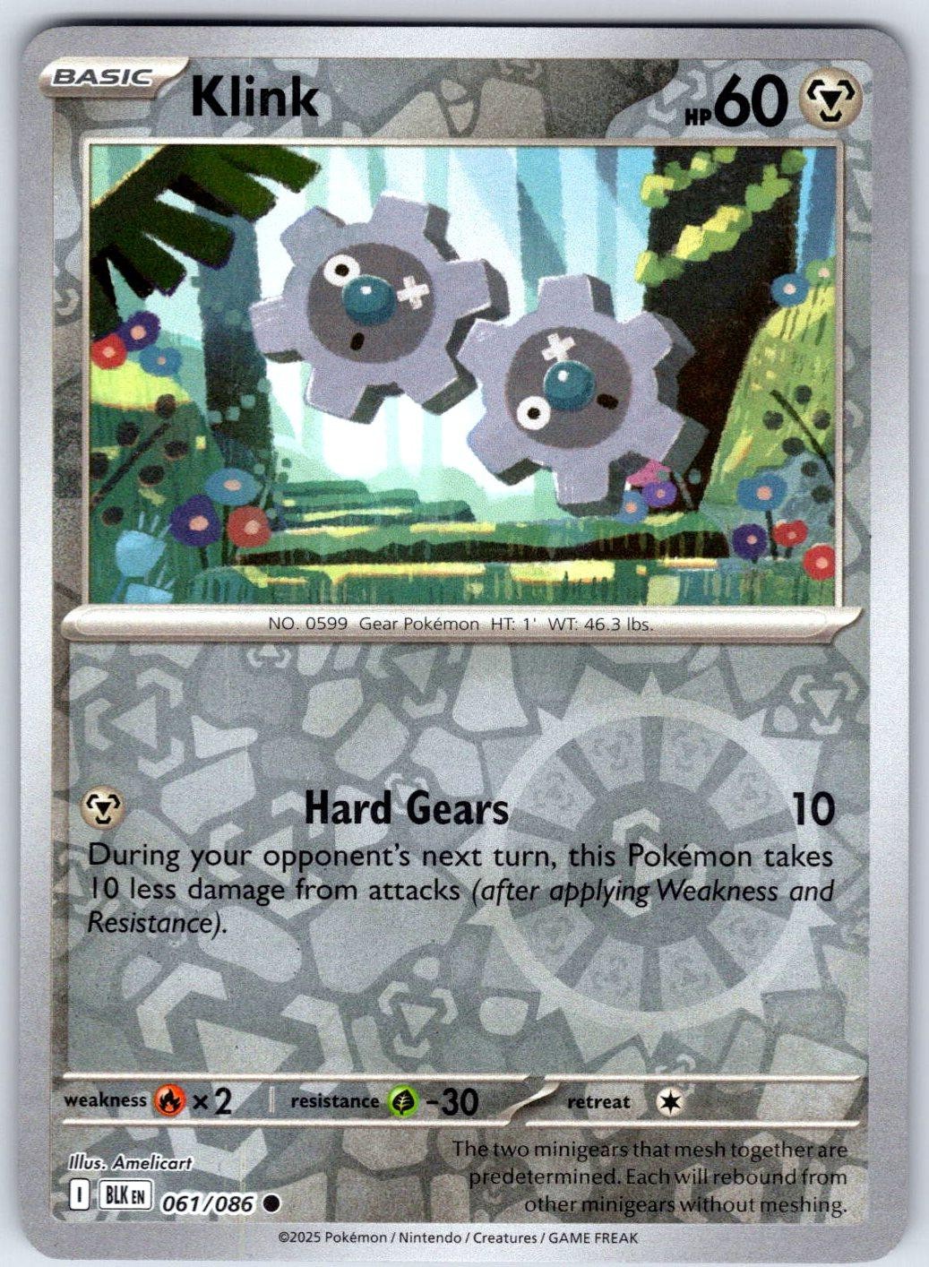 KLINK – Pokemon – Amelicart 061/086 Black Bolt – Reverse Holo NM/M