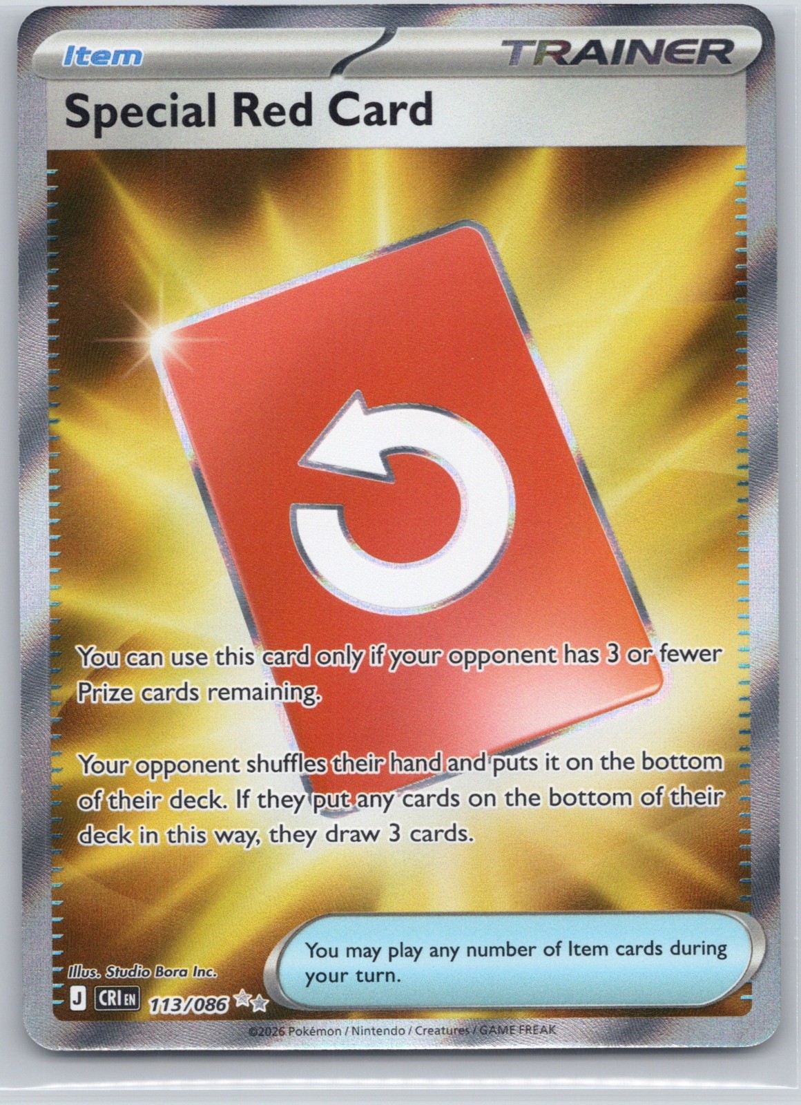 Special Red Card Holo 113/086 Ultra Rare ME04: Chaos Rising Studio Bora Inc. NM