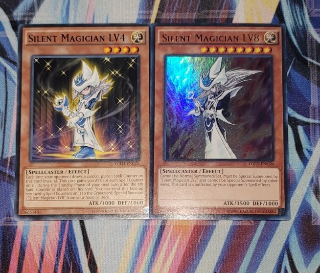 Yugioh Silent Magician LV4 common & Silent Magician LV8 Ultra Rare YGLD NM Set