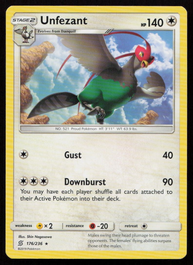 Unfezant 176/236 Rare Unified Minds Pokemon Lightly Played