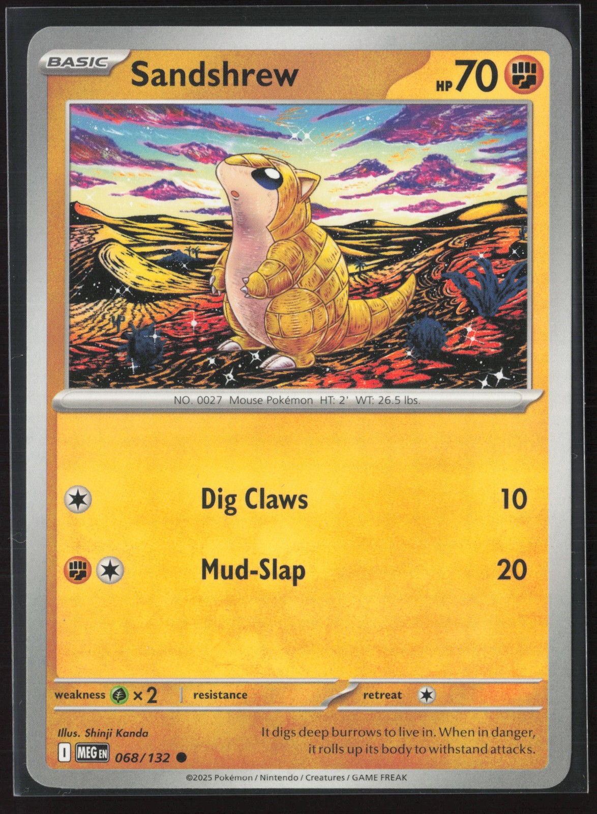 Sandshrew Common ME01: Mega Evolution 068/132 NM Pokemon Card Shinji Kanda