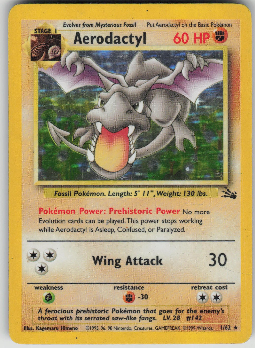 Pokemon TCG Aerodactyl (1) Holo Rare Fossil 01/62