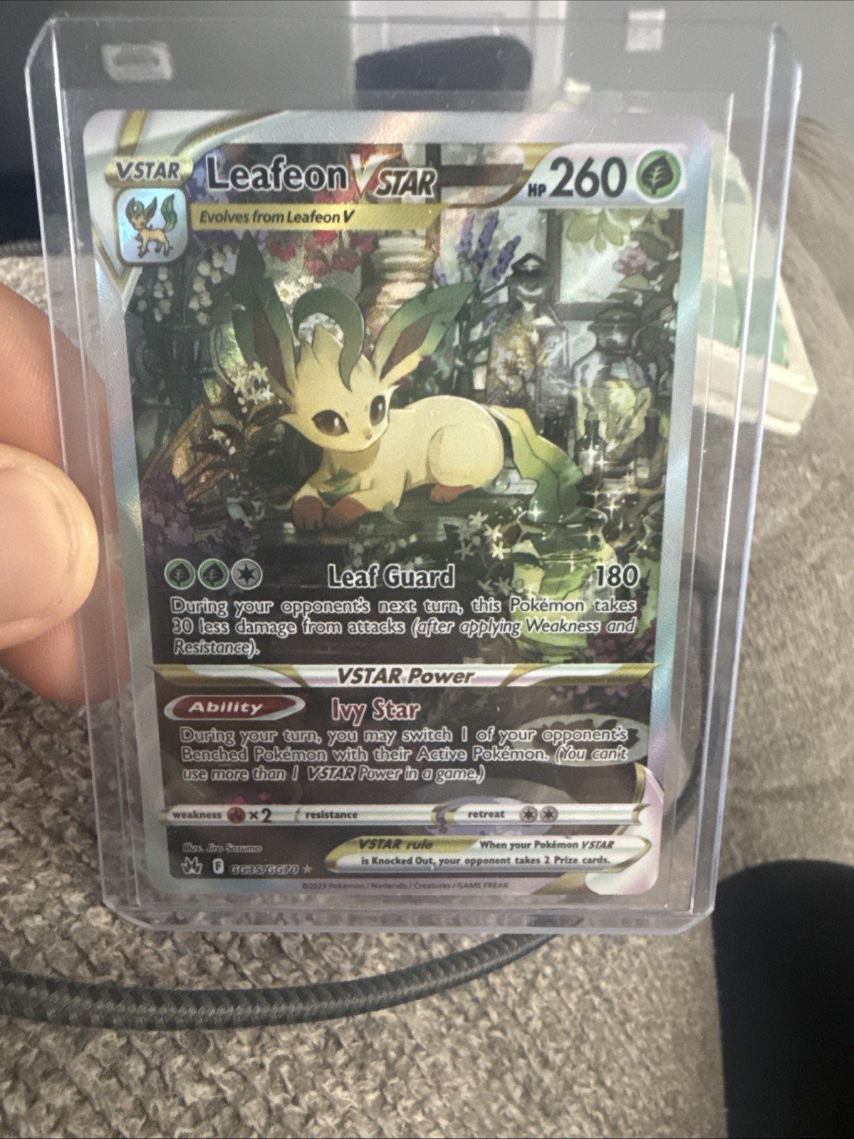PERFECT MINT Leafeon VSTAR GG35/GG70 Crown Zenith: Galarian Gallery Holo