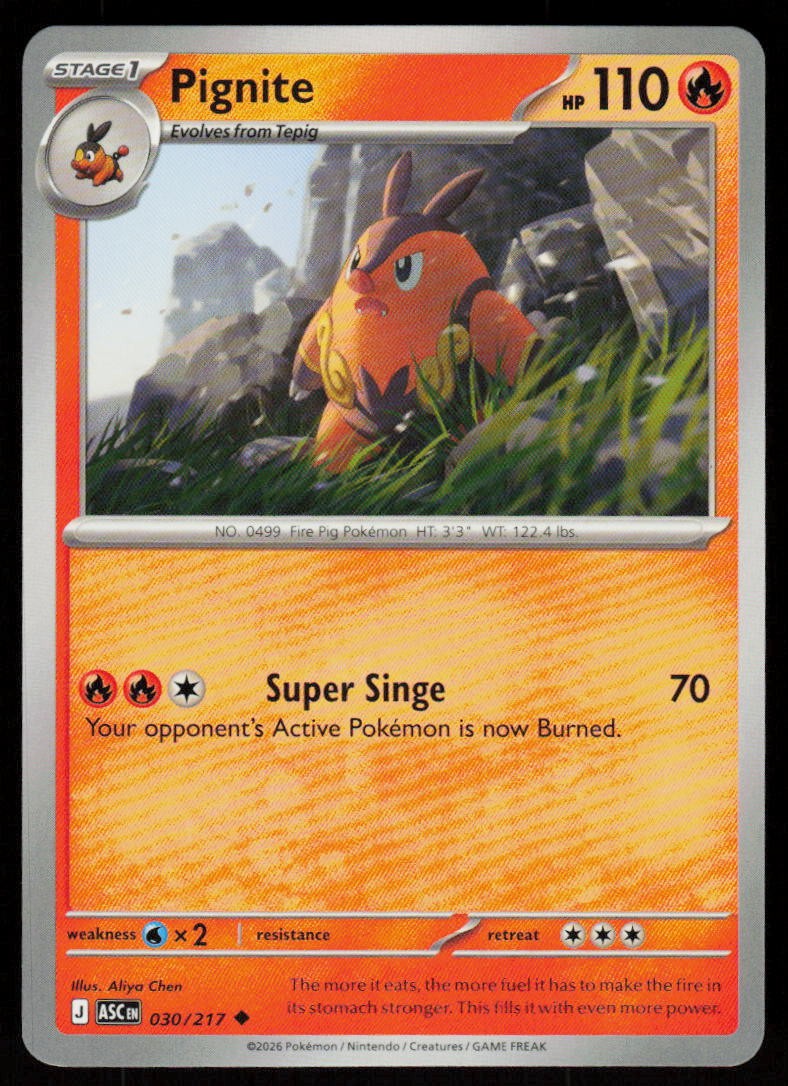 Pignite 030/217 Uncommon Ascended Heroes Pokemon Near Mint