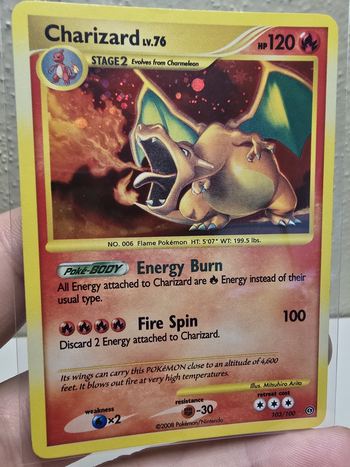 2008 POKEMON DIAMOND & PEARL STORMFRONT #103/100 CHARIZARD SECRET RARE HOLO