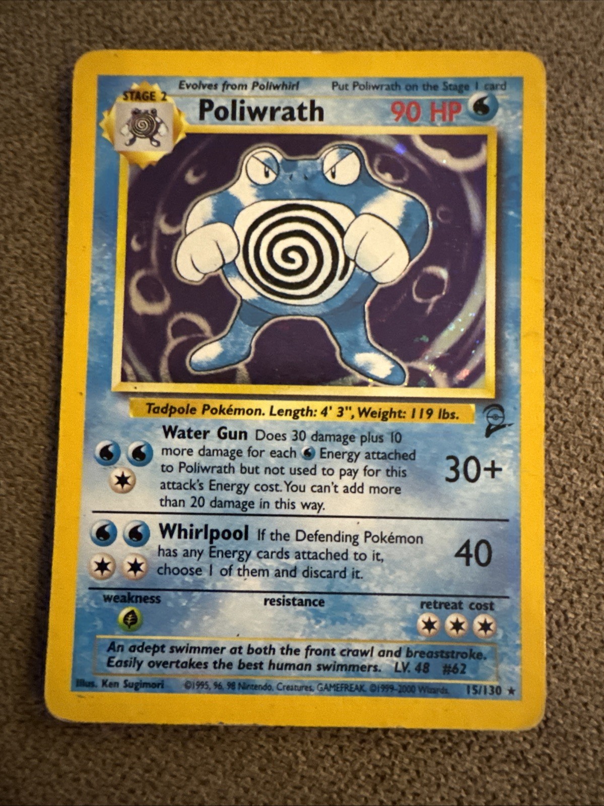 Pokémon TCG Poliwrath Base Set 2 13/102 1999-2000 Wizards Base Set Holo Rare