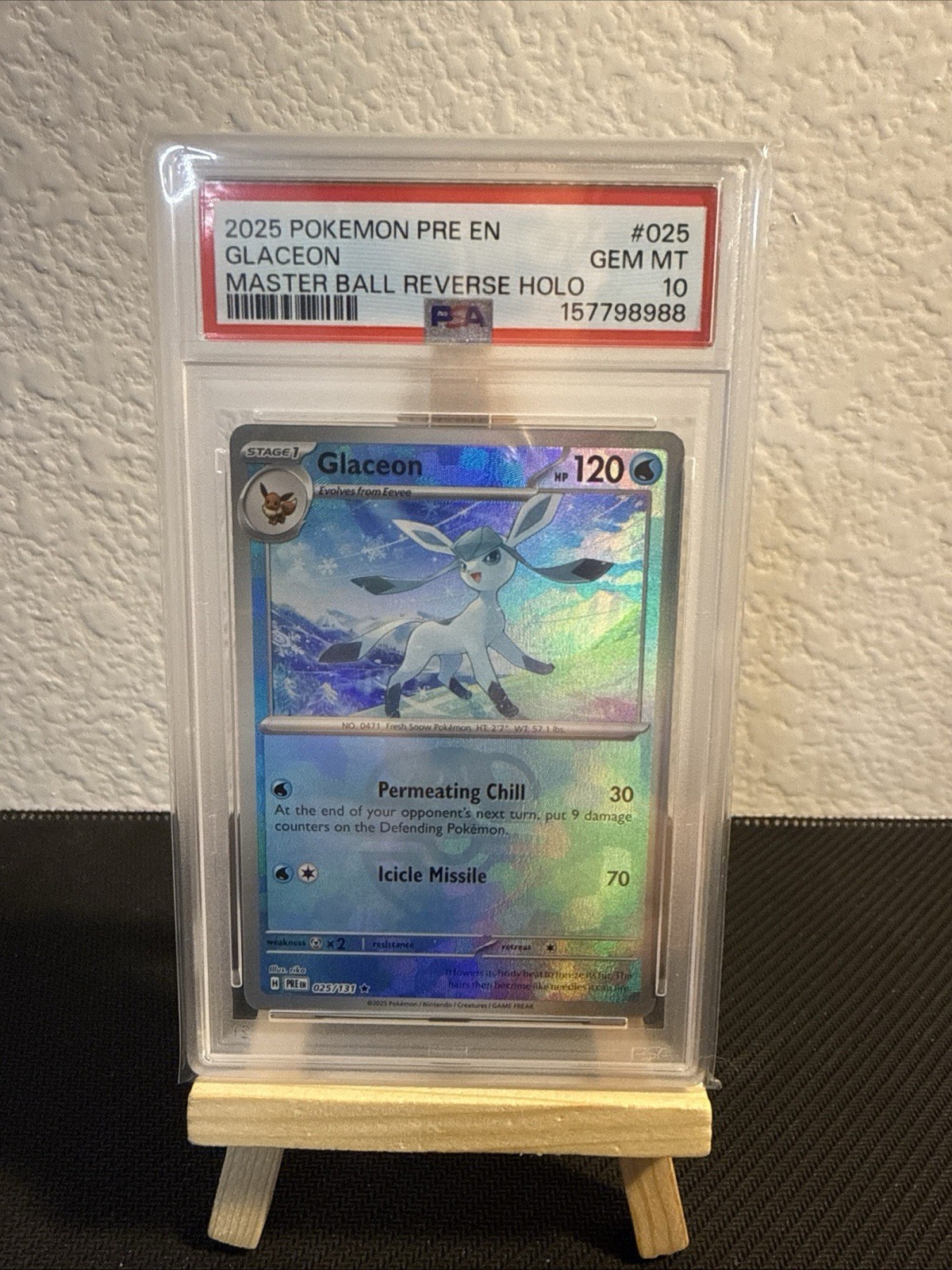 2025 POKEMON PRE EN-PRISMATIC EVOLUTIONS #025 GLACEON MASTER BALL PSA 10