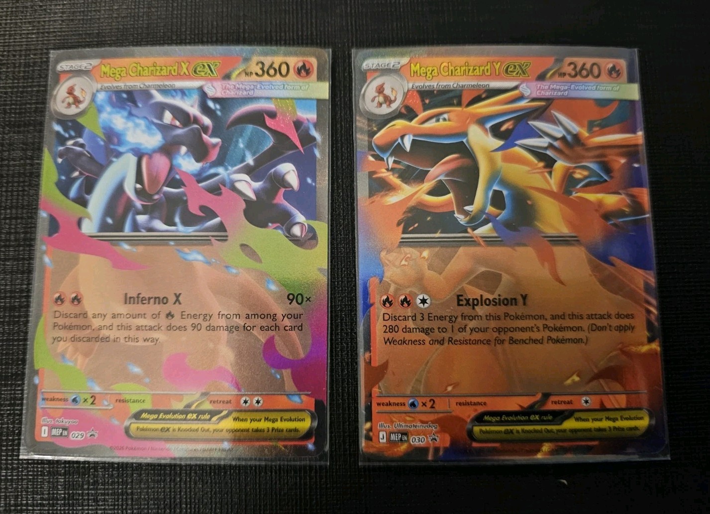 Mega Charizard X Ex 029 & Mega Charizard Y Ex 030 Black Star Promo Pokemon