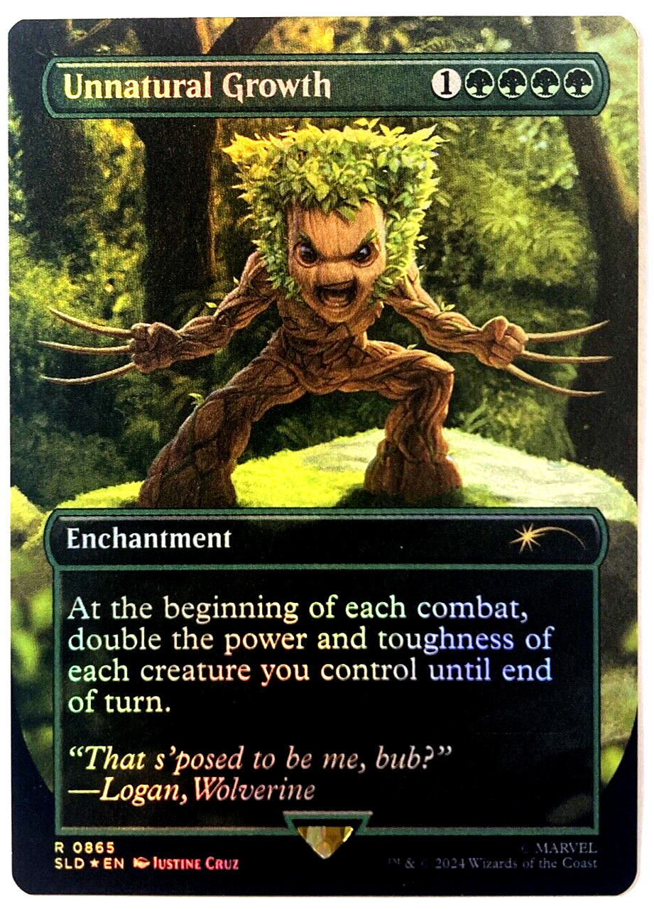 MTG Unnatural Growth RAINBOW FOIL Secret Lair x Marvel Wolverine 0865 NM