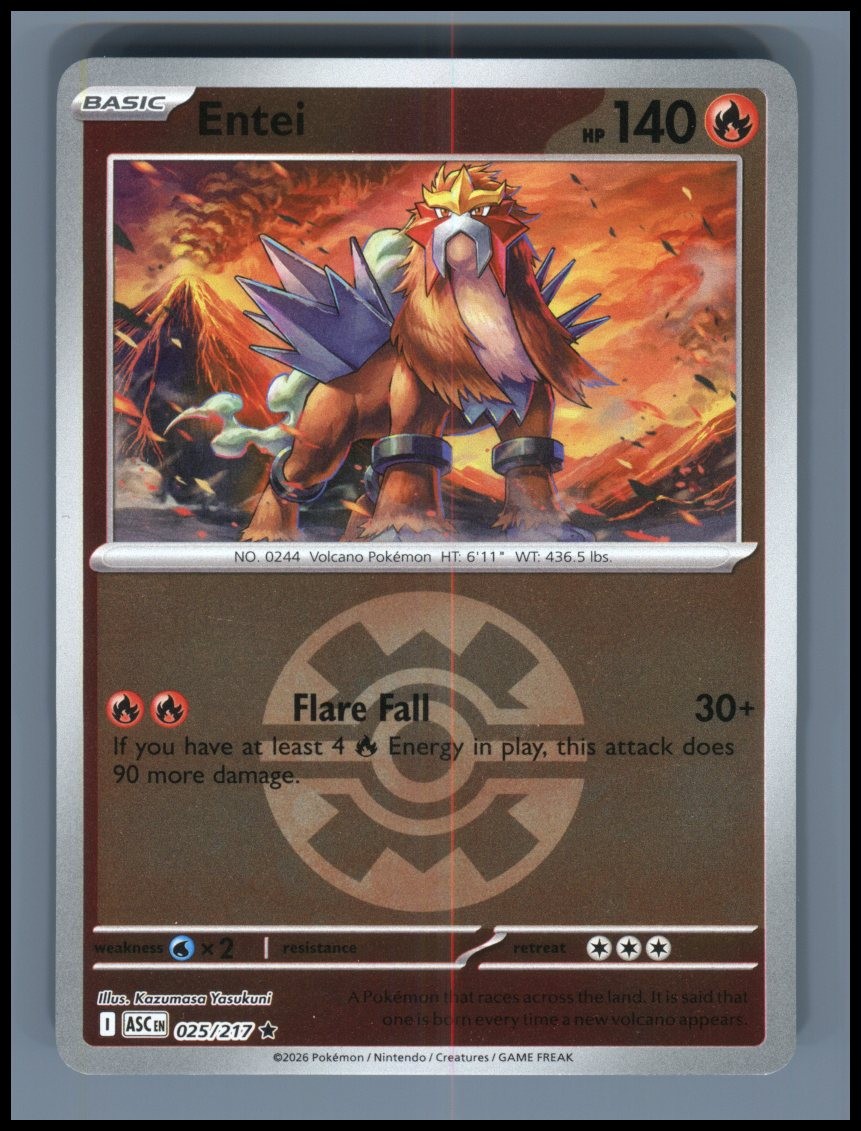 Entei (Quick Ball) 025/217 Rare Ascended Heroes Pokemon Reverse Holo Near Mint