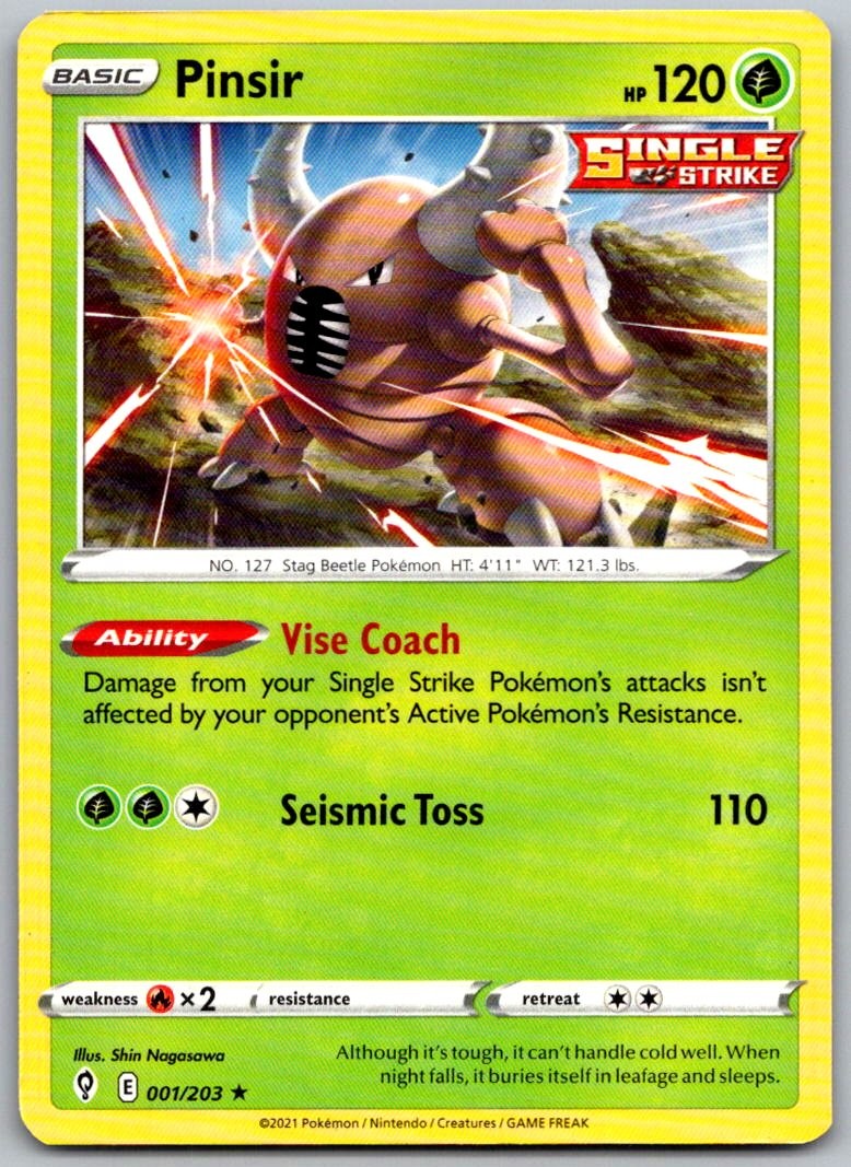 Pinsir 001/203 Rare Evolving Skies Pokemon Near Mint