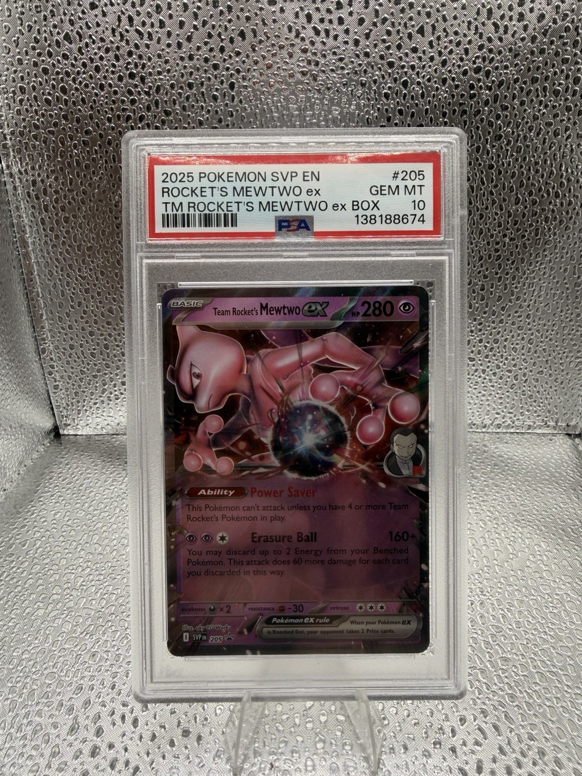 PSA 10 Team Rocket’s Mewtwo ex #205 Holo Promo 2025 SVP English