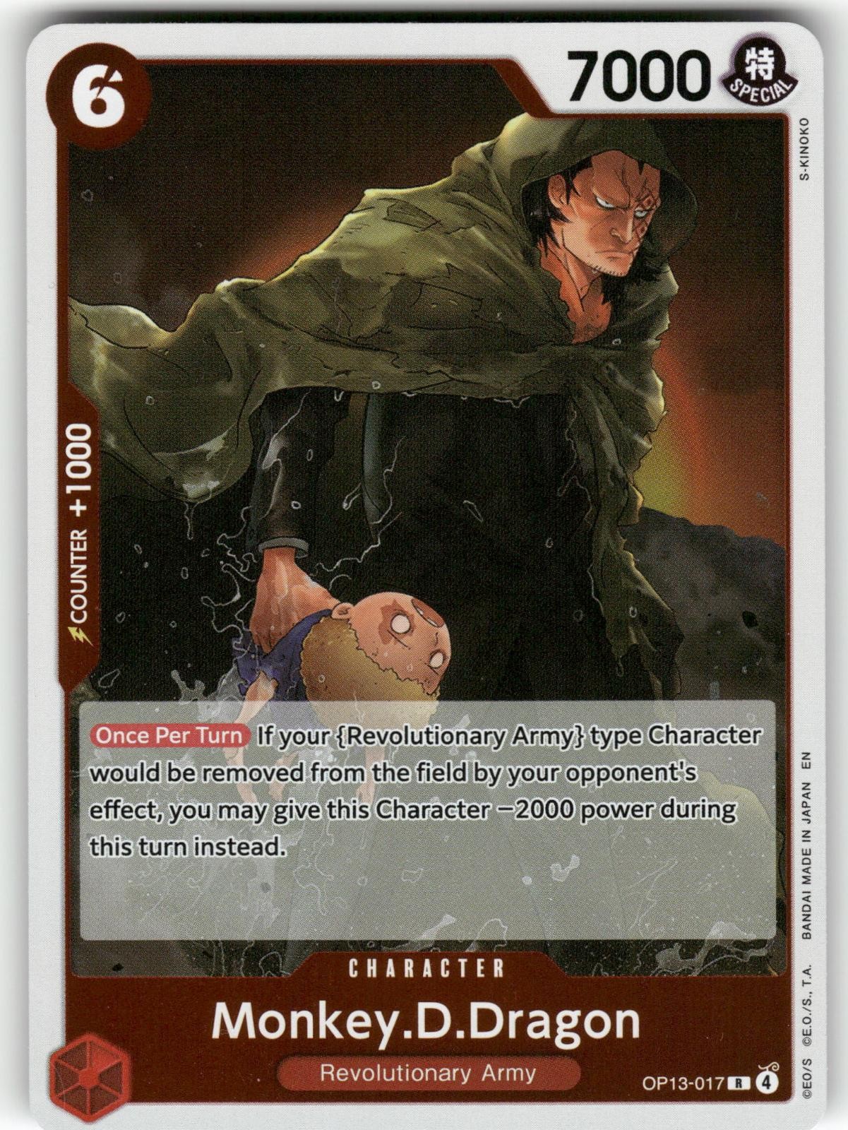 Monkey.D.Dragon OP13-017 Rare Carrying On His Will One Piece Foil Near Mint