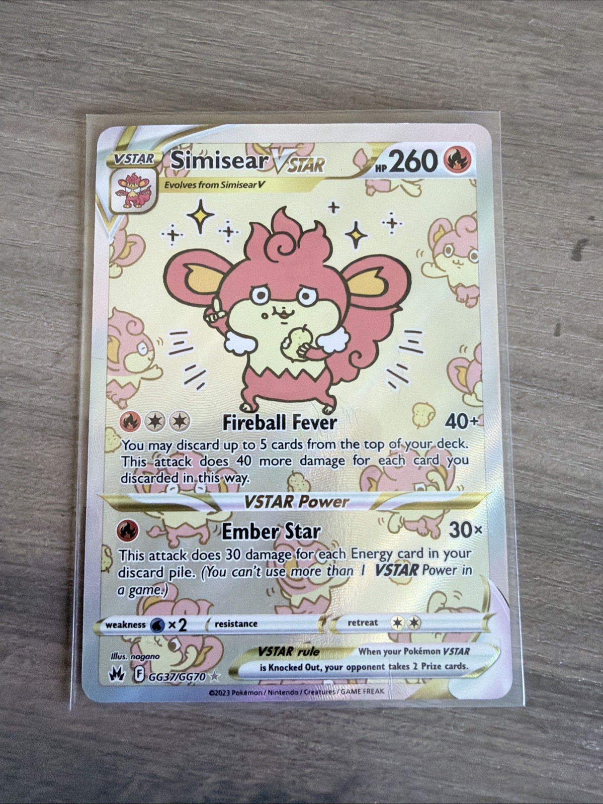 Pokemon Simisear VStar GG37 Crown Zenith Galarian Gallery Full Art Card NM/Mint