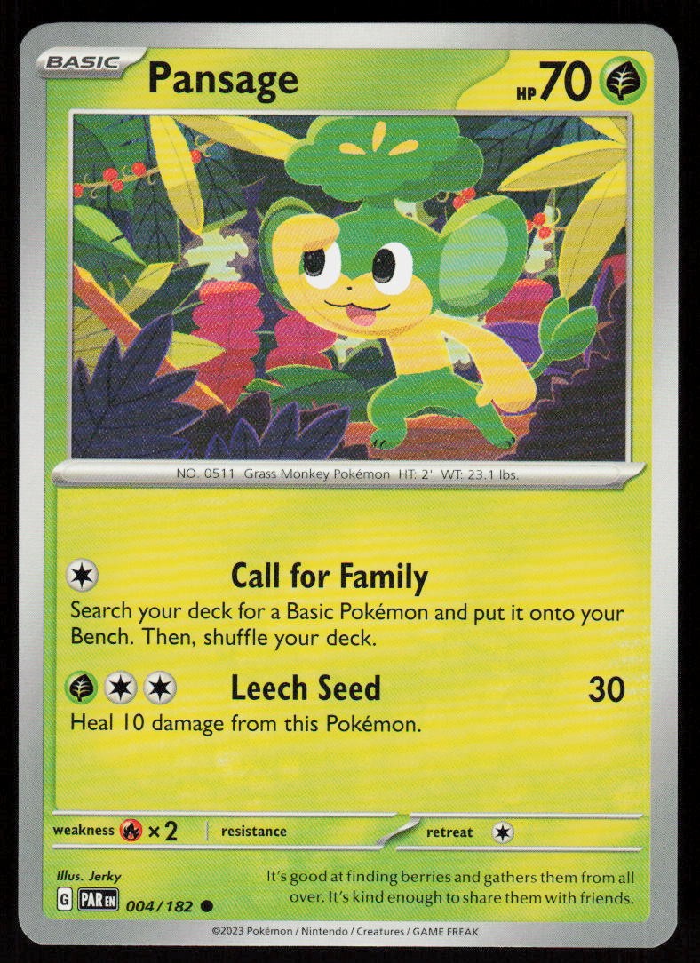 Pansage 004/182 Common Paradox Rift Pokemon Near Mint