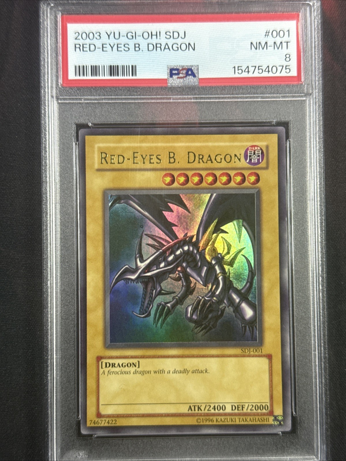 Red-Eyes Black Dragon 2003 Yu-Gi-Oh! SDJ-001 Ultra-Rare PSA 8 Near Mint