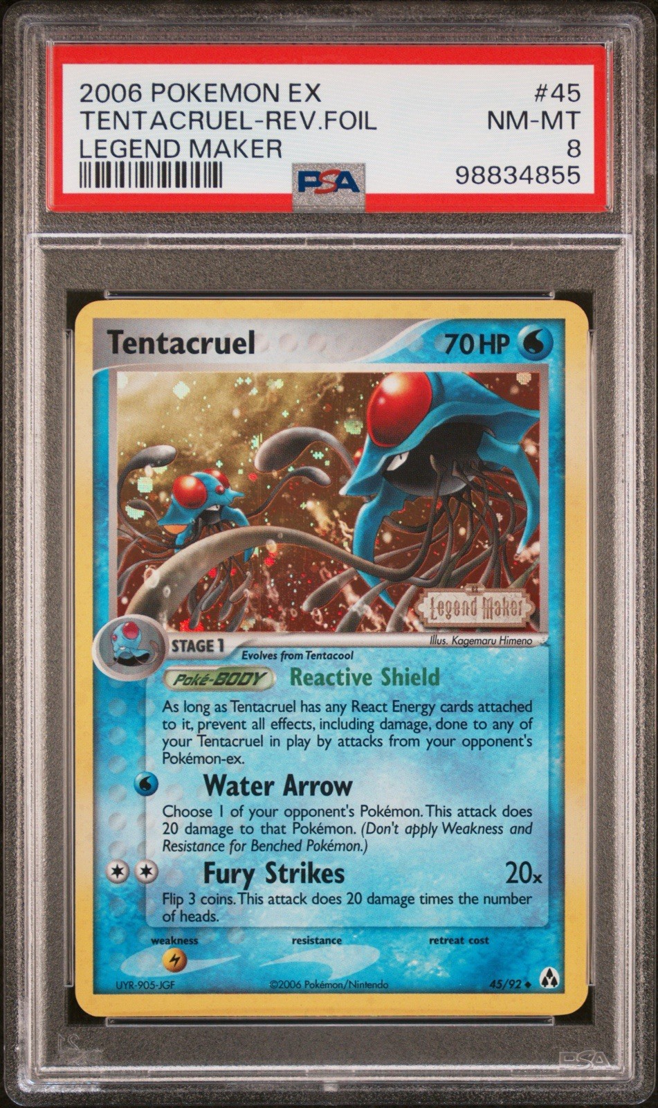 Tentacruel #45 – Pokemon TCG 2006 EX Legend Maker Stamped Rev. Foil PSA 8