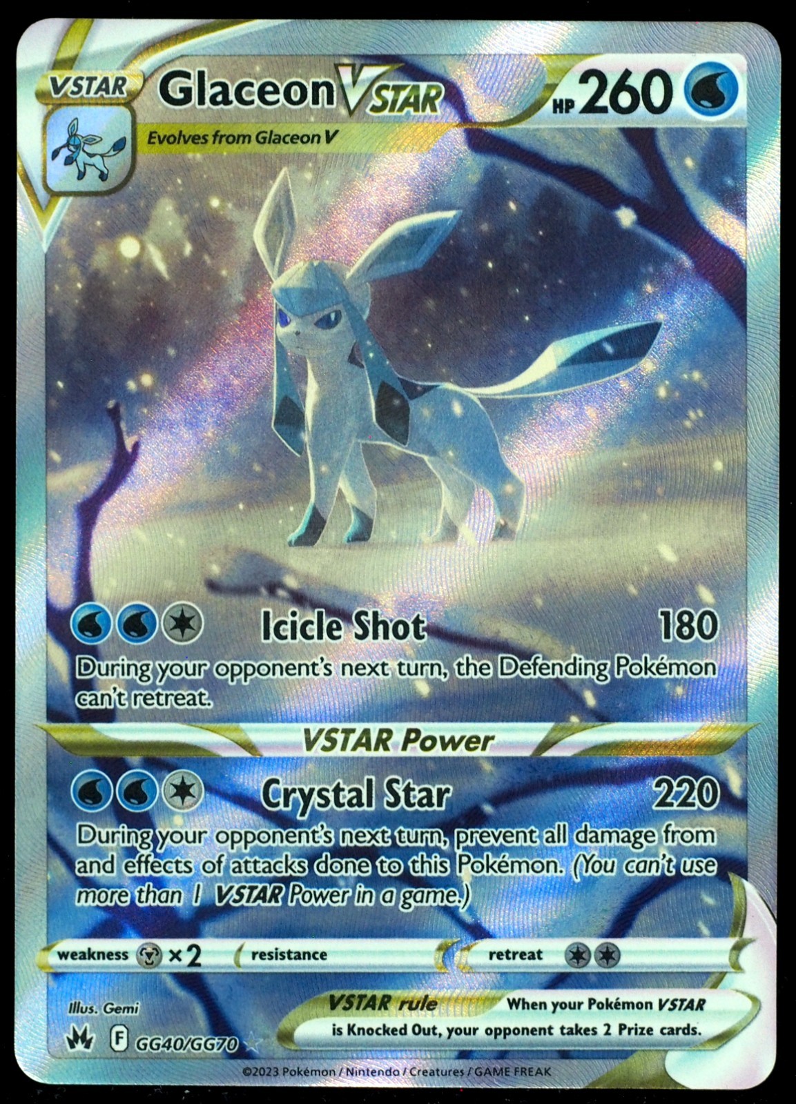 Glaceon VSTAR #GG40/GG70 NM Crown Zenith Pokemon Card