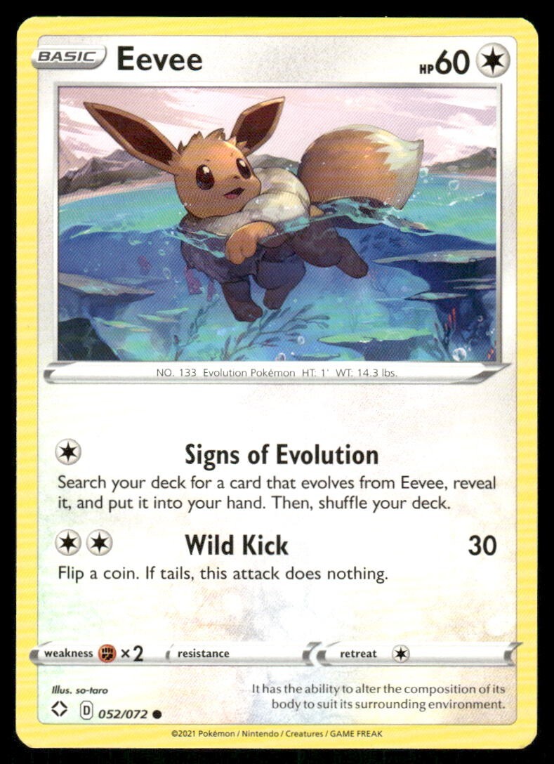 Eevee 052/72 Shining Fates Pokemon TCG trading card
