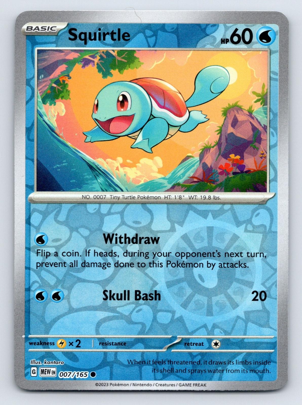 Squirtle 007/165 C Reverse Holo 151 Pokemon NM
