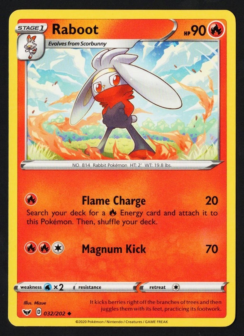 Raboot 032/202 Sword & Shield 2020 Pokémon TCG