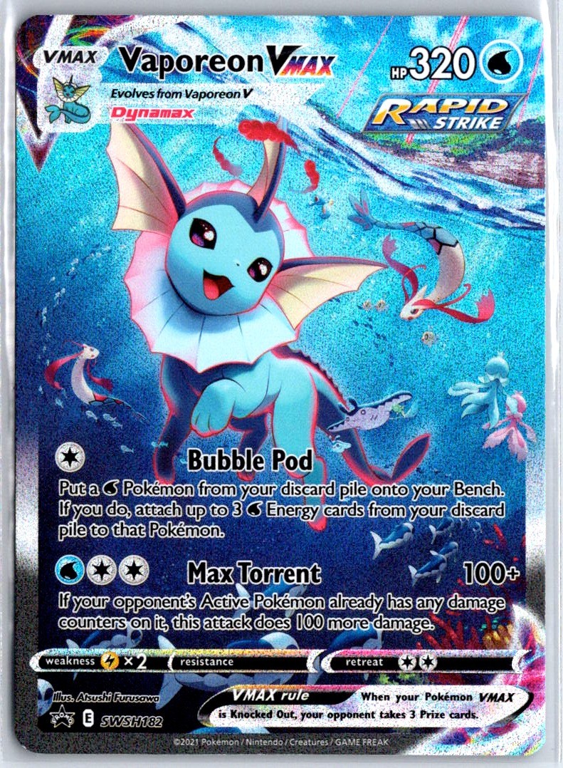 Vaporeon VMAX – SWSH182 Promo Holo SWSH: Sword & Shield Promo Cards NM Atsushi F