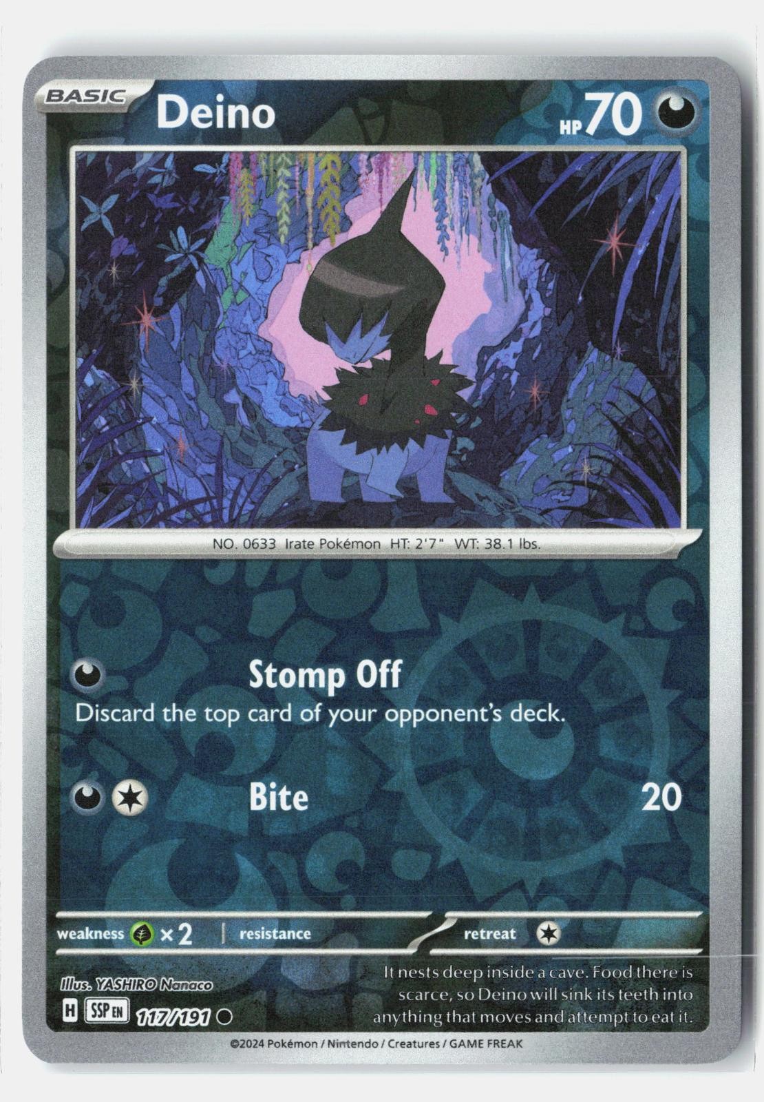 Deino 117/191 Common Surging Sparks Pokemon Reverse Holo NM YASHIRO Nanaco