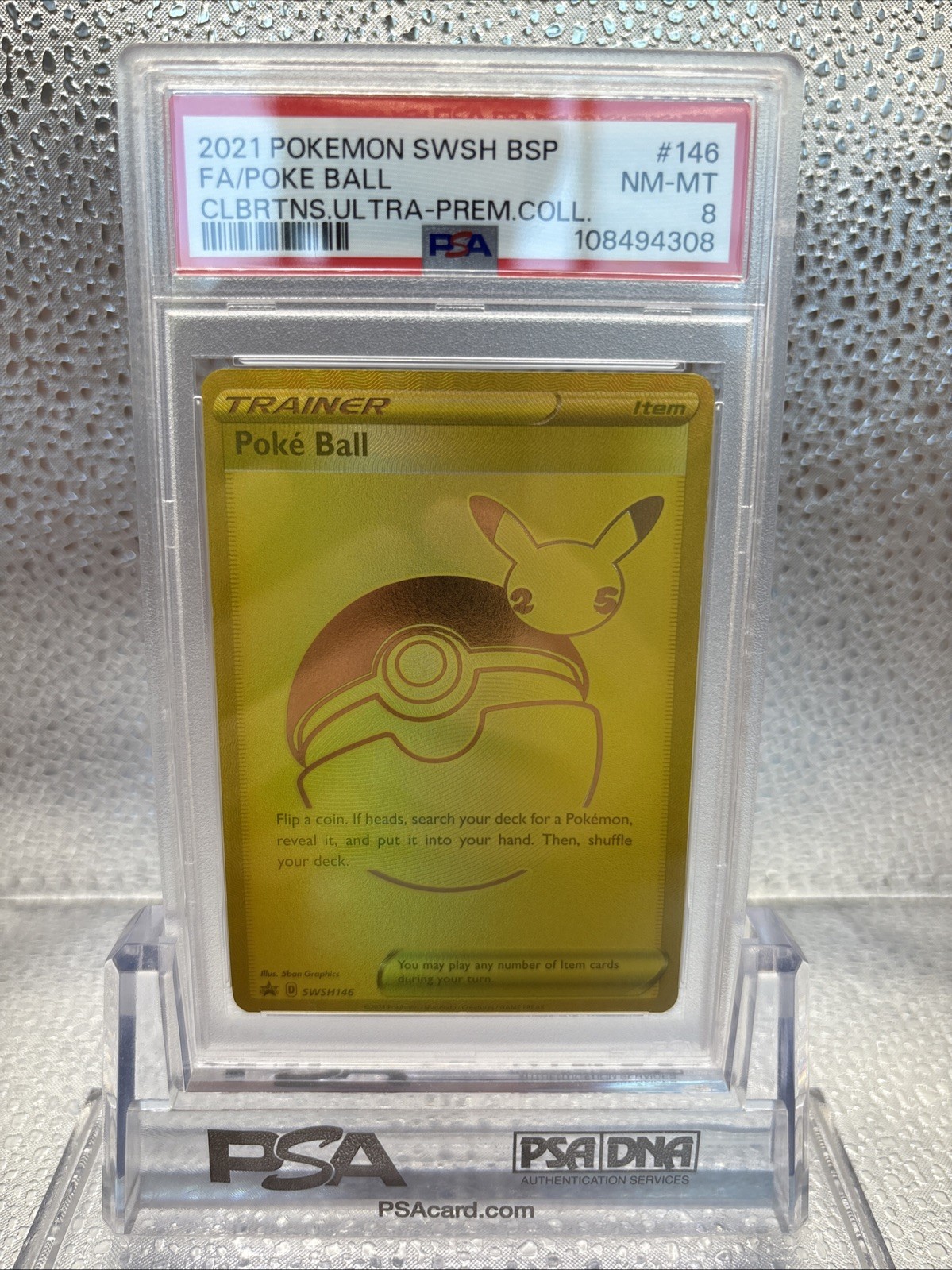 2021 POKEMON SWSH BLACK STAR PROMO #146 FULL ART/POKE BALL PSA 8