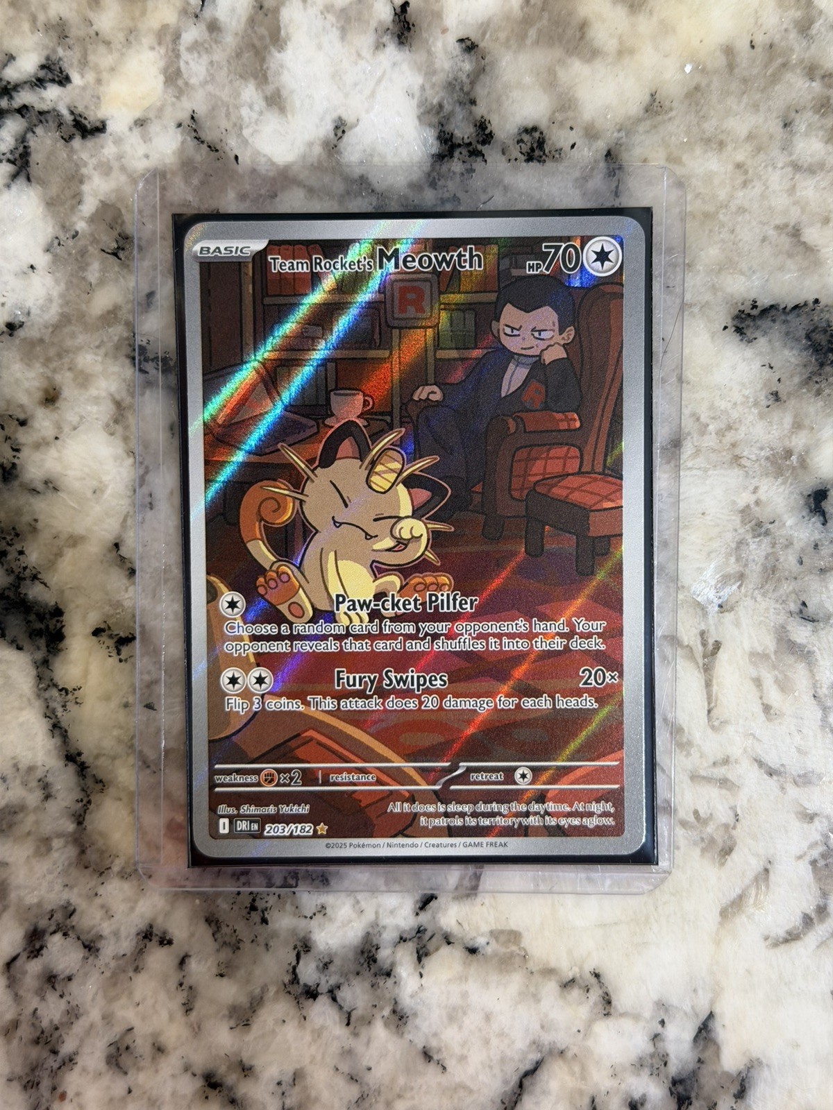 Team rockets Meowth DESTINED RIVALS ILLUSTRATION RARE 203/182