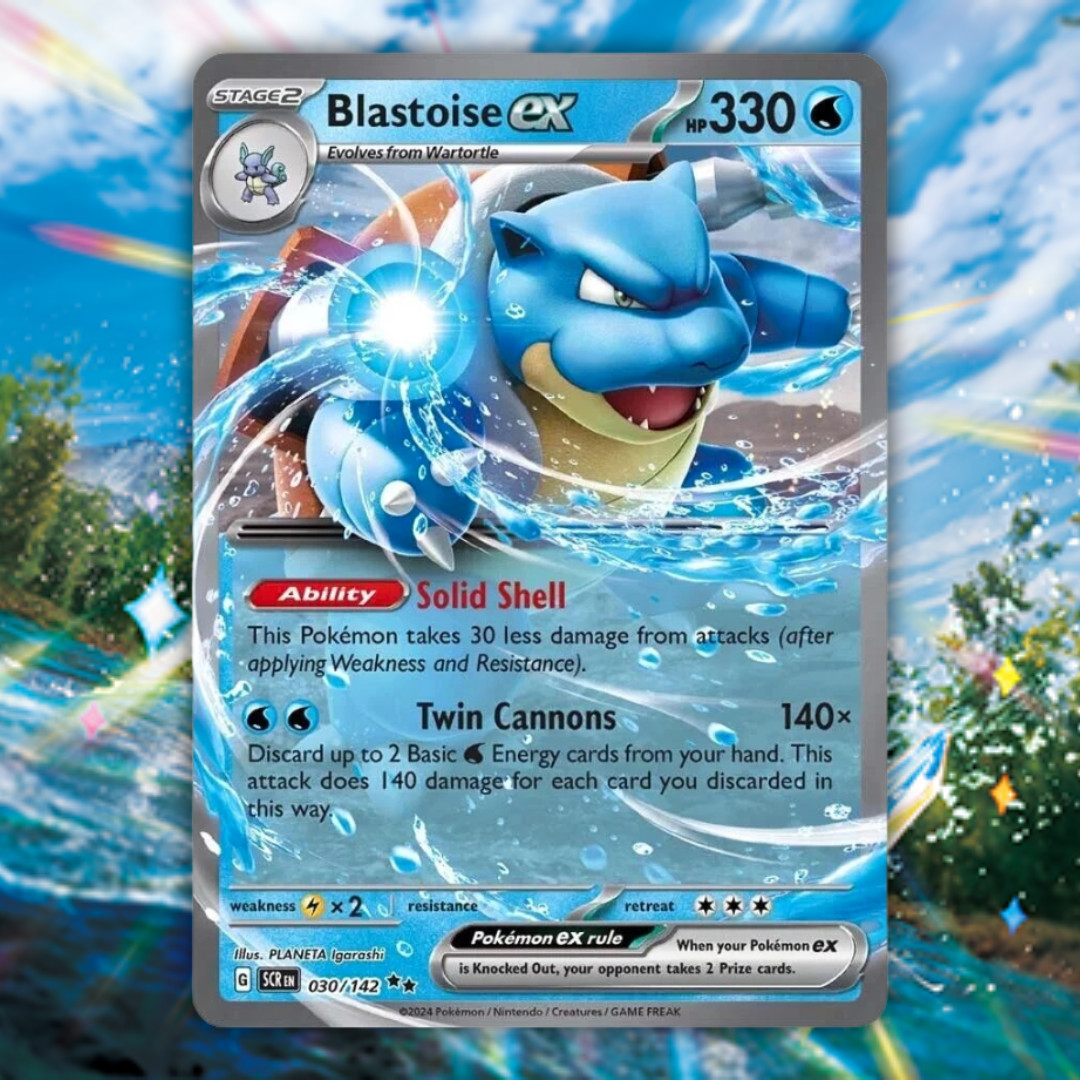 Blastoise EX 030/142 Double Rare ☆☆ (SV07: Stellar Crown) NM Holo Pokemon Card