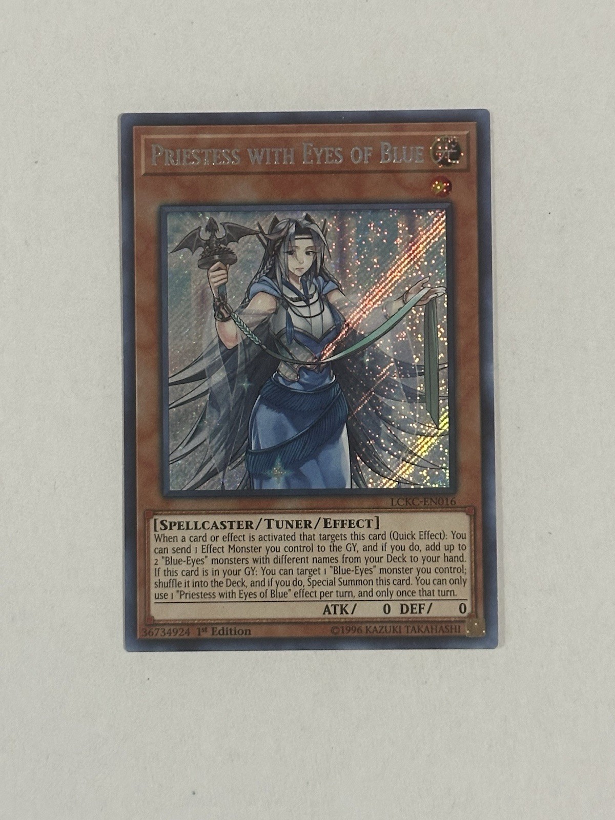 Yugioh Priestess With Eyes Of Blue – Secret Rare 1st Edition LCKC-EN016 – NM