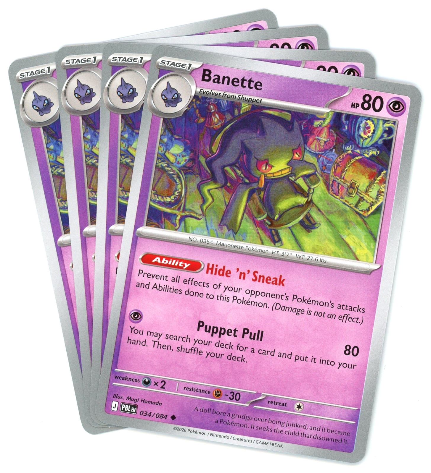 x4 Banette – 034/084 – Pitch Black PBL – Pokemon NM/M