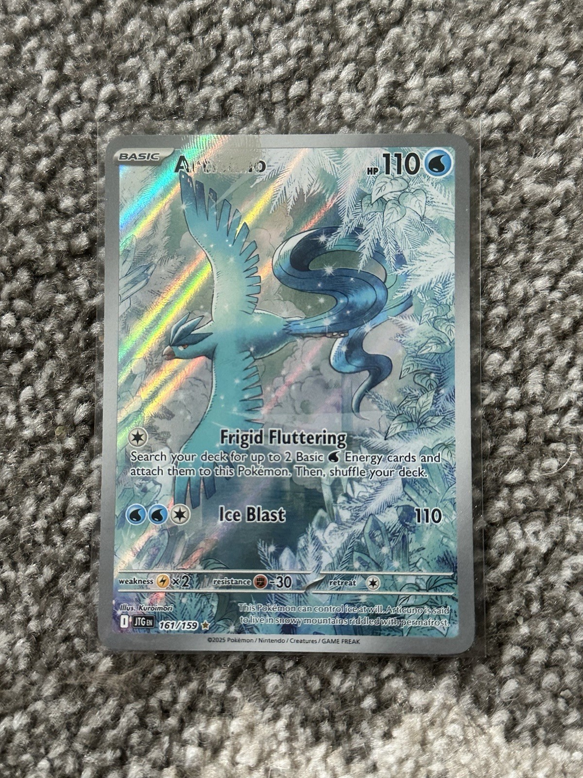 Rare 1/1 Misprint Error Fingerprint Articuno 161/159 Pokemon Card LP