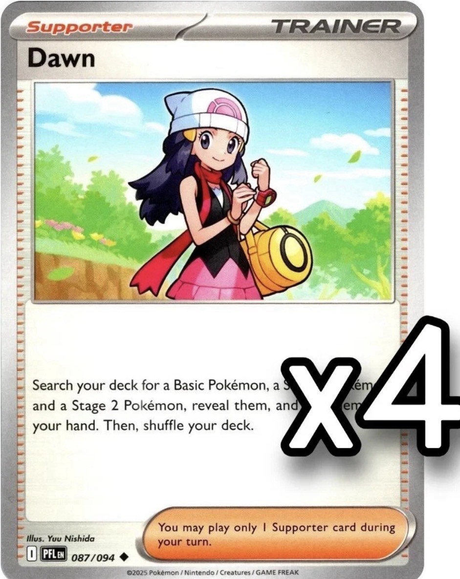 4x Dawn – 087/094 – ME02: Phantasmal Flames Pokemon Playset x4