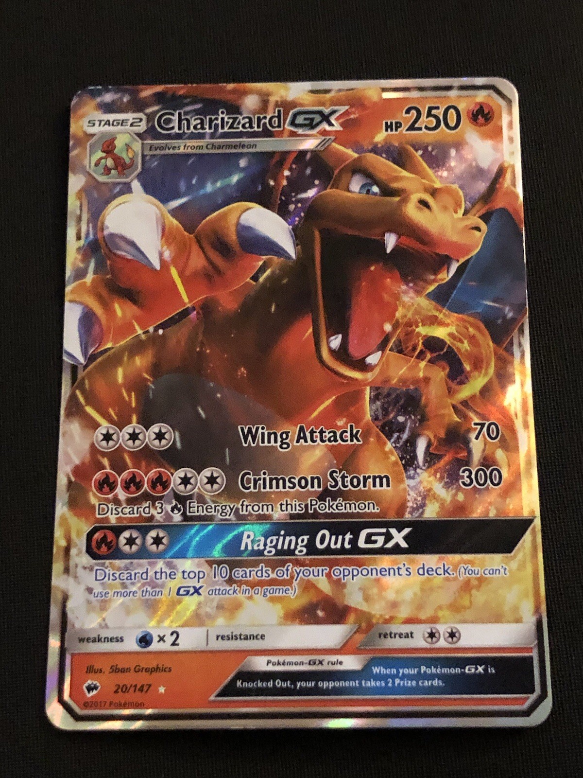 Pokémon TCG – Sun & Moon Burning Shadows – Charizard GX #20/147 Lightly Played