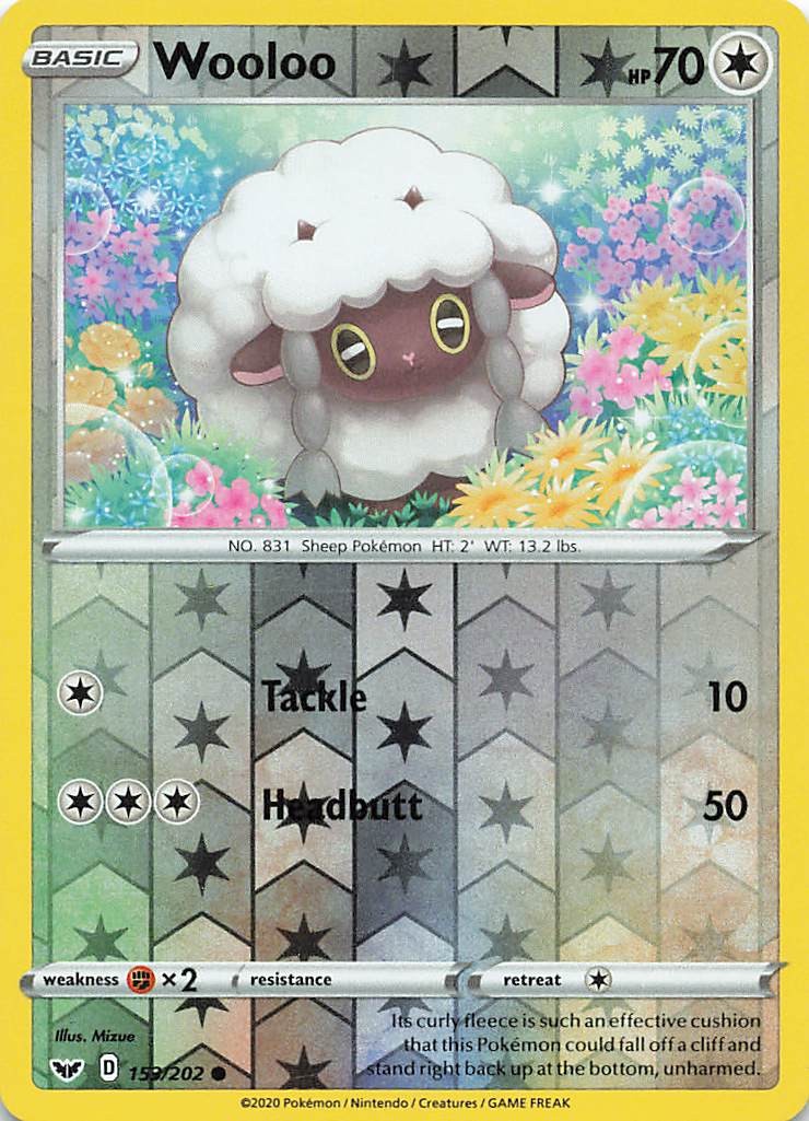 Wooloo (153) Reverse Holo Common SWSH01: Sword & Shield Base Set 153/202 NM