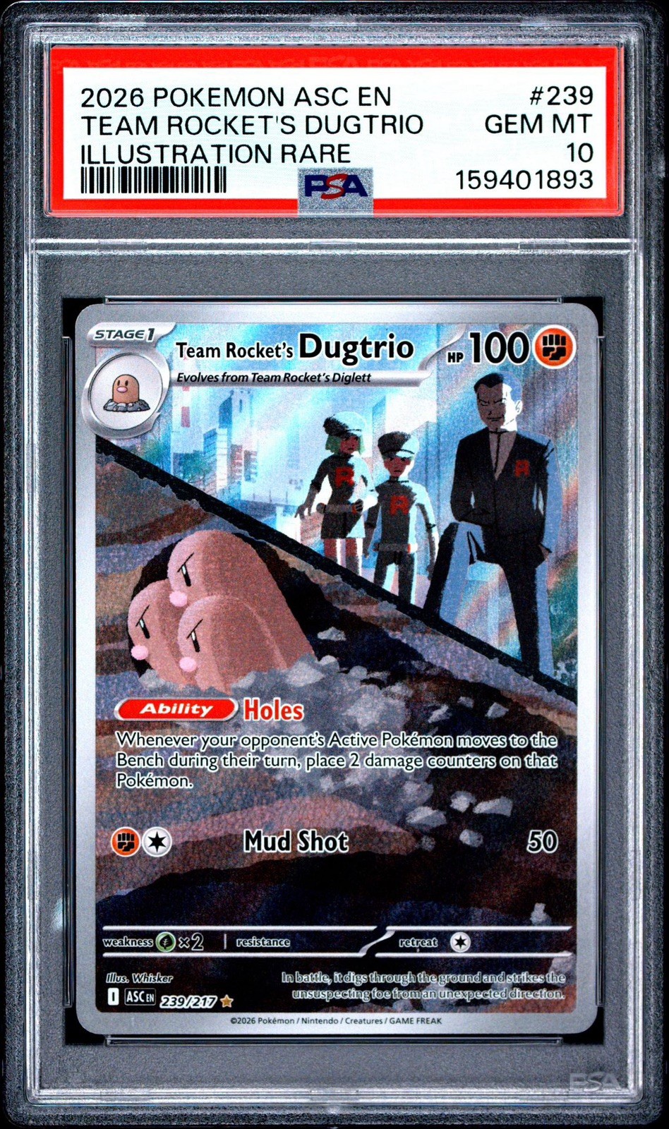 Team Rocket’s Dugtrio – 239/217 PSA 10 Ascended Heroes Pokemon
