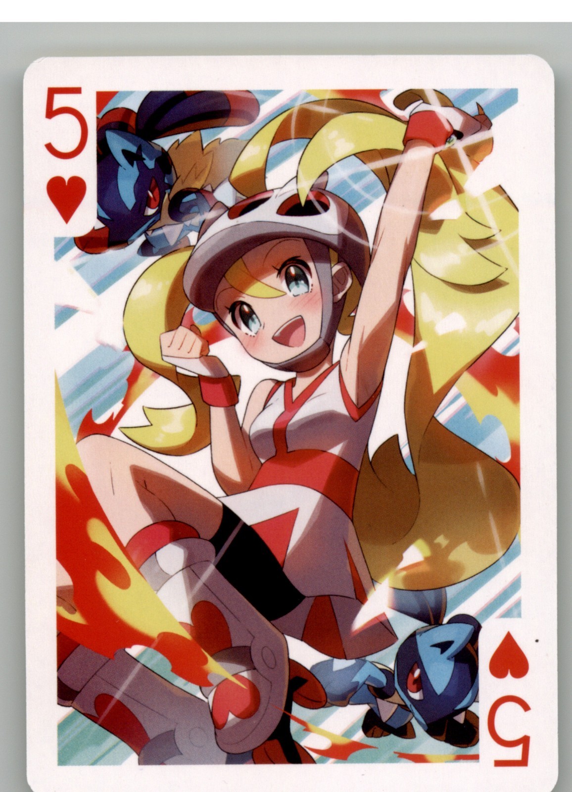 Pokemon Poker Playing Card – Korrina Lucario Riolu – 5 of Hearts