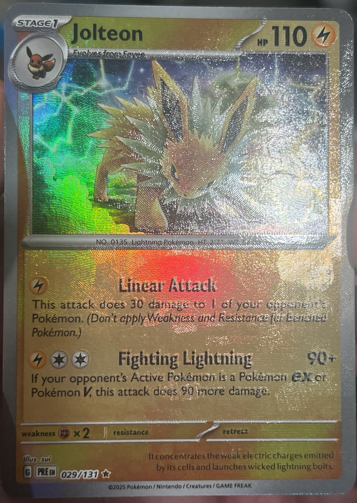 MISSING/SHIFT TEXTURE ERROR/MISPRINT Jolteon 029/131 Prismatic Evolutions