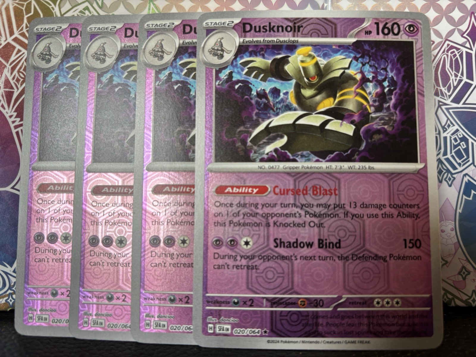 4x Dusknoir (Playset) 020/064 – NM Condition – Reverse-Foil
