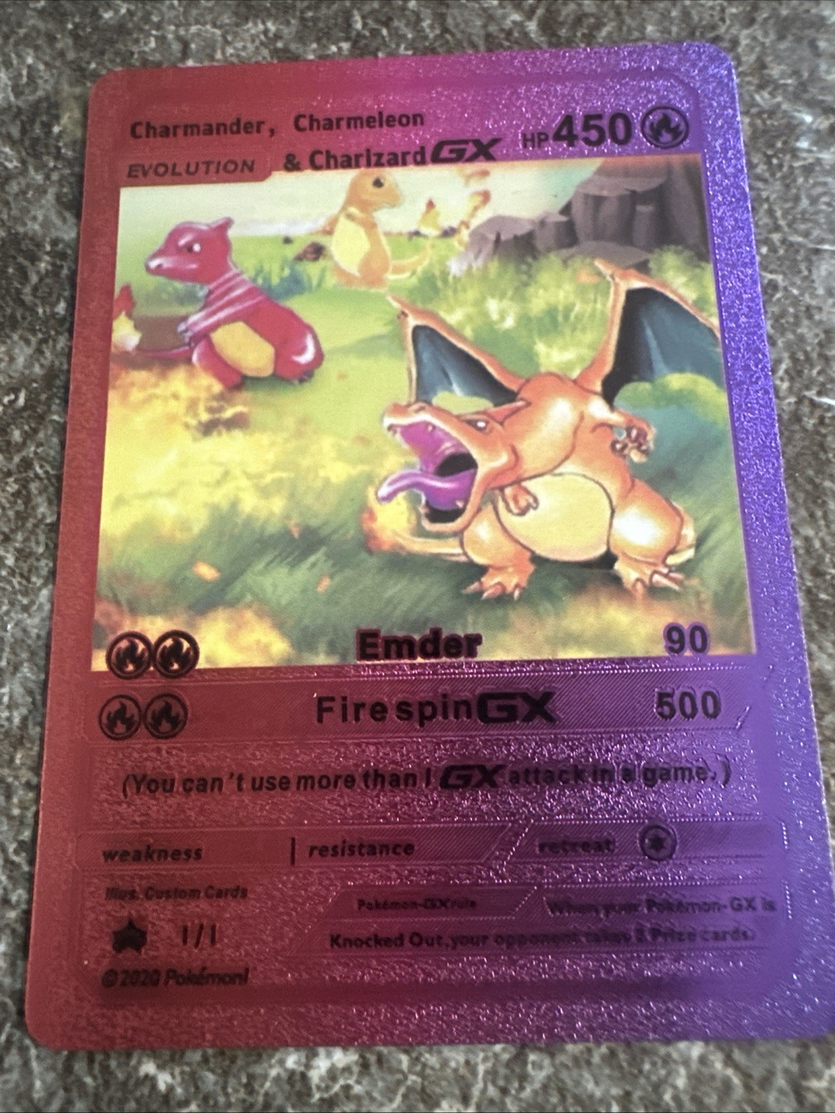 Charizard Gx Multi Color Foil Fan Art Card